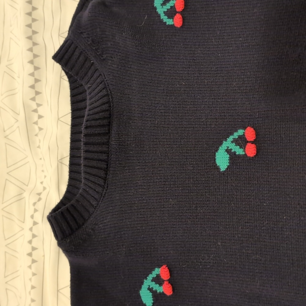 Navy cherry sweater - Picture 3 of 3